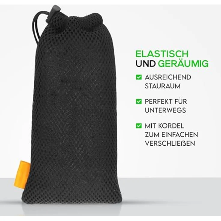 wortek Universal Handytasche 18,5 x 9 cm, Handysocke für Smartphones bis 6,5 Zoll, elastisches Nylon Mesh, schwarz – Bild 5