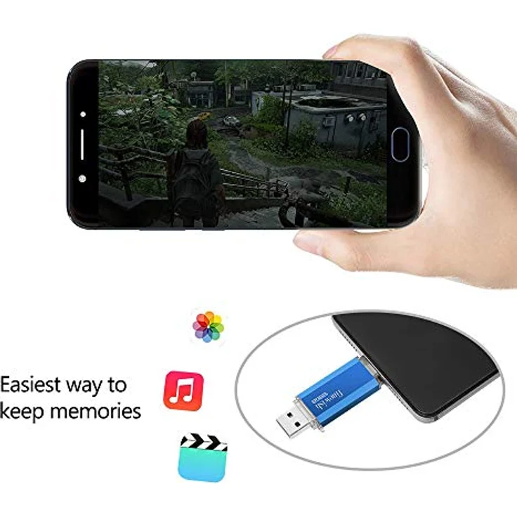 Geweo 2-in-1 USB C Speicherstick 128 GB, tragbarer USB Stick mit Typ C & USB 2.0 für MacBook Pro, Android-Handys, Laptops und Computer (Blau) – Bild 4