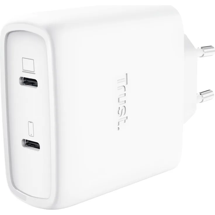 Trust Maxo Universal 65W GaN USB-C-Ladegerät mit 2 Anschlüssen, weiß