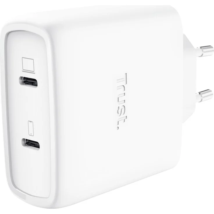 Trust Maxo Universal 65W GaN USB-C-Ladegerät mit 2 Anschlüssen, weiß