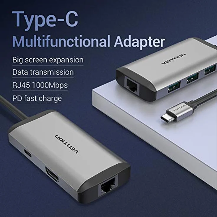Vention CNCHB Dockingstation Silber mit 4K Auflösung und 87W PD Schnellladung – Bild 3