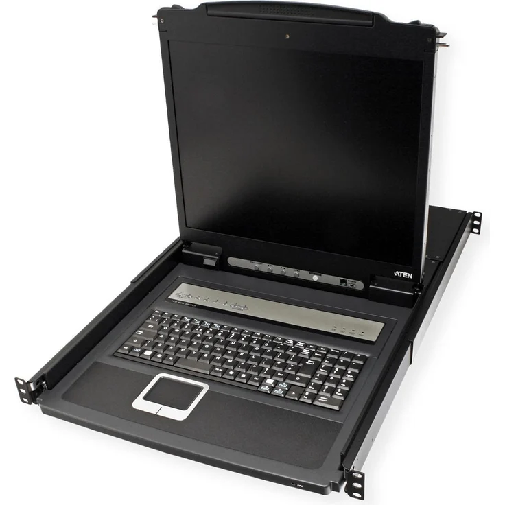 Aten CL1308N FR KVM-Switch, 8-Port mit 19"-LCD-Konsole (PS/2-USB, VGA), FR-Layout, Schwarz – Bild 1