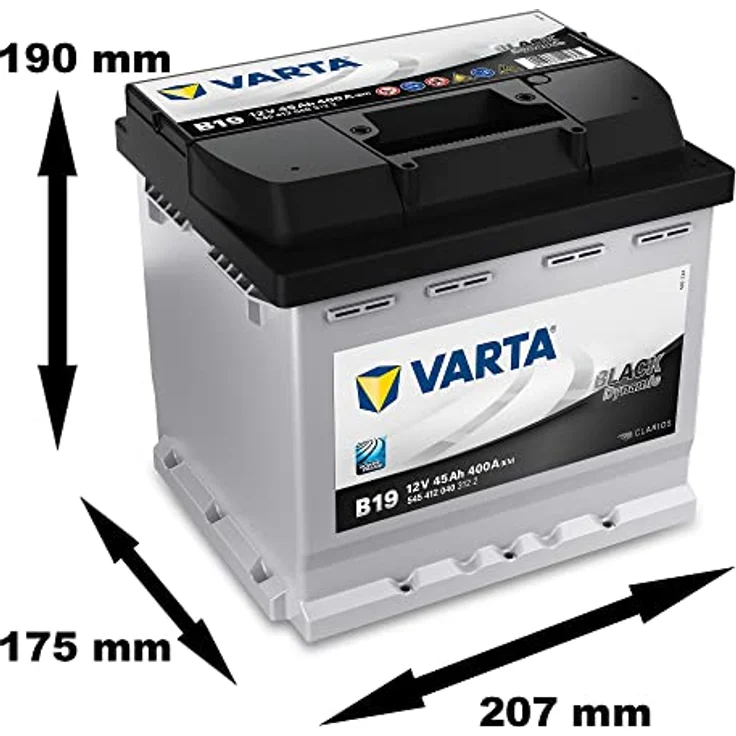 VARTA B19 Black Dynamic, 12V 45Ah 400A Autobatterie, wartungsfrei für kleine und ältere Fahrzeuge – Bild 2