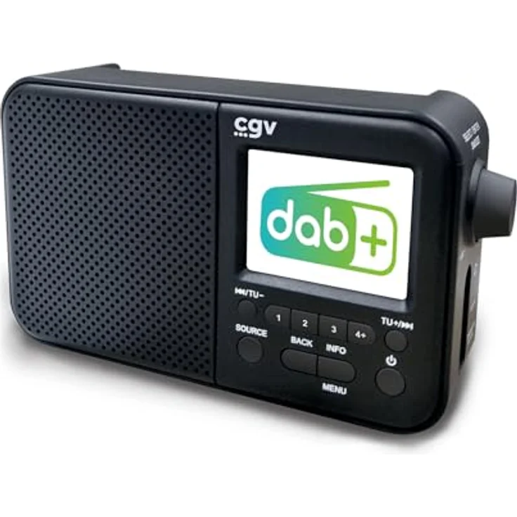 CGV DR7+, Tragbares Radio DAB+ und FM, wiederaufladbar mit 40 Speicherplätzen, programmierbarem Wecker, Farbdisplay – Schwarz – Bild 1