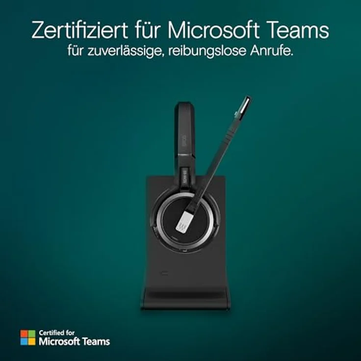 EPOS Impact 5000 Go MS Stereo, DECT Wireless Headset mit Geräuschunterdrückung, Microsoft Teams zertifiziert, 135 m Reichweite, faltbare Ladestation & USB-A Dongle – Bild 4