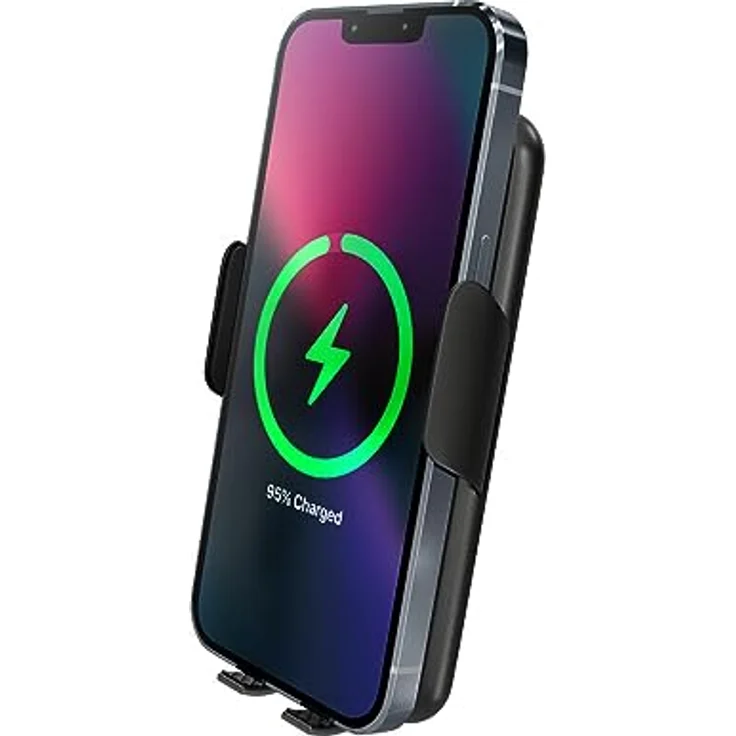 Prio 15W (USB C) Kfz-Schnellladegerät mit Halterung in Aluminium & Glas, ultraschnelles kabelloses Laden für iPhone 15/14/13/12/11/X, Samsung S24/S23/S22/S21 & mehr – Bild 2