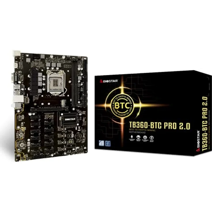 Biostar TB360-BTC PRO 2.0, Mining Mainboard mit 6x PCIe, LGA 1151, DDR4 2666, M.2, 12 Display Eingängen, HDMI – Bild 1