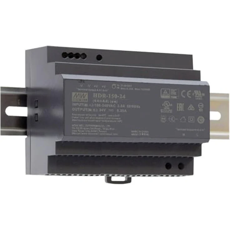 MeanWell DIN-Schienen-Netzteil HRP-150-24, 150 W, 24 V, industrielles PC Netzteil, Schwarz, mit PFC-Schaltkreis und robuster Bauweise – Bild 2