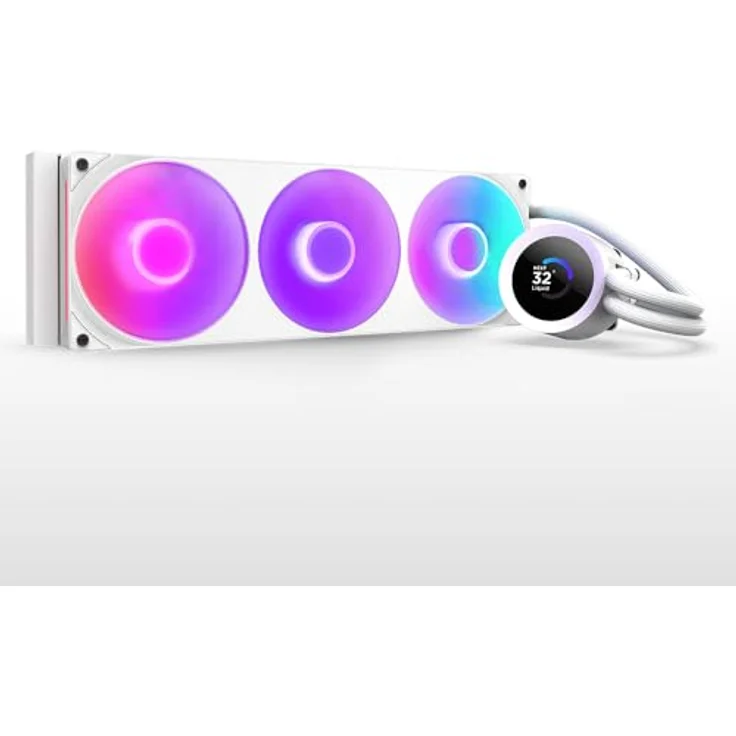 NZXT Kraken Plus 360 RGB, AIO CPU-Flüssigkeitskühler mit 360mm Radiator, 1,54" LCD und RGB Lüfter, Weiß, kompatibel mit AMD AM5/AM4 und Intel LGA 1851/1700, 1200/115X – Bild 1