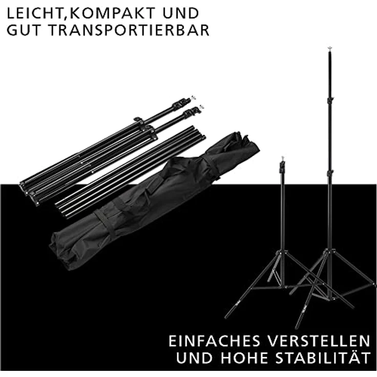 Rollei Hintergrund-Stativset , perfekte Foto Studio Hintergrund Halterung zum befestigen von Greesnscreens oder farbigen Hintergründen (Hintergrund Stativ-Set inkl. 3 Hintergründe) – Bild 2
