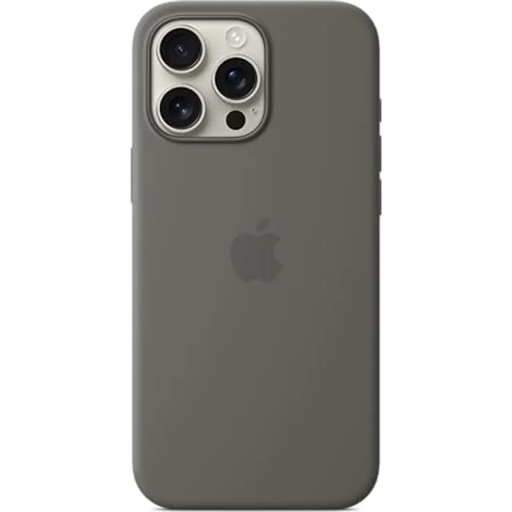 Apple iPhone 16 Pro Max Silikon Case mit MagSafe – Steingrau mit recyceltem Silikonmaterial und Mikrofaserfutter – Bild 2