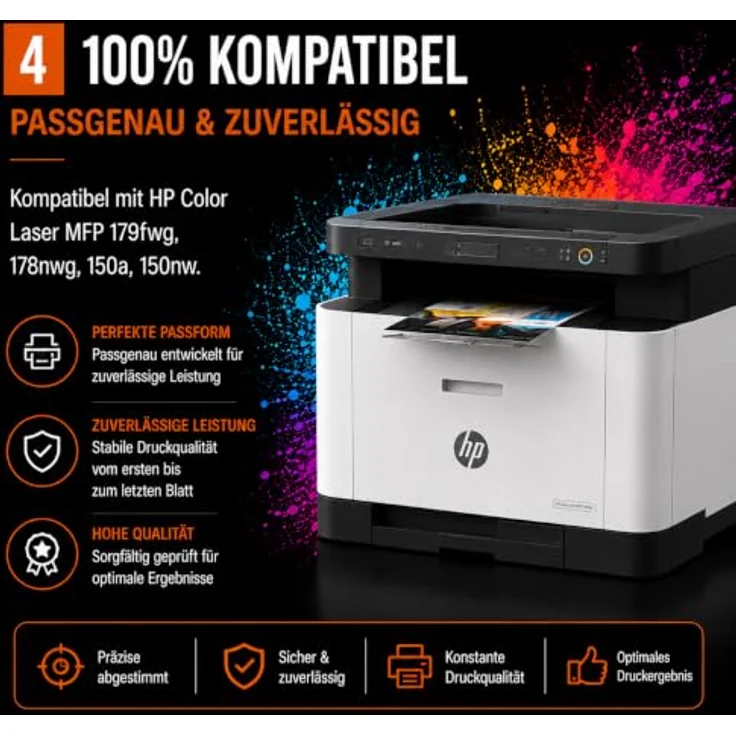 Bubprint 4 Toner kompatibel mit HP 117A, Set in Schwarz, Cyan, Magenta und Gelb - je 1.000 Seiten Schwarz und 700 Seiten pro Farbe – Bild 5