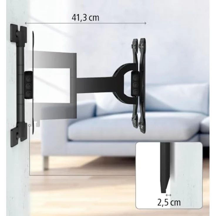 TV-Wandhalterung, schwenkbar, neigbar, extra flach, 165 cm (65") bis 30 kg – Bild 5