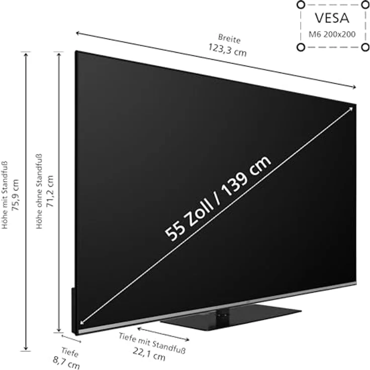 JVC VIDAA LT-55VDQ6555, 55 Zoll QLED Smart TV, 4K UHD, HDR mit Dolby Vision und Dolby Atmos, inkl. 6 Monate HD+, Triple-Tuner, schwarz – Bild 3