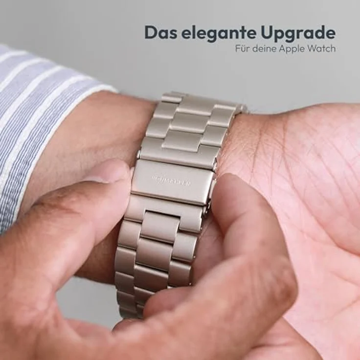 VONMÄHLEN Link Bracelet, Edelstahlarmband für Apple Watch, Champagne, aus Titan Grad 2, für 40 | 41 | 42mm, elegantes Five-Link Design und anpassbar – Bild 5