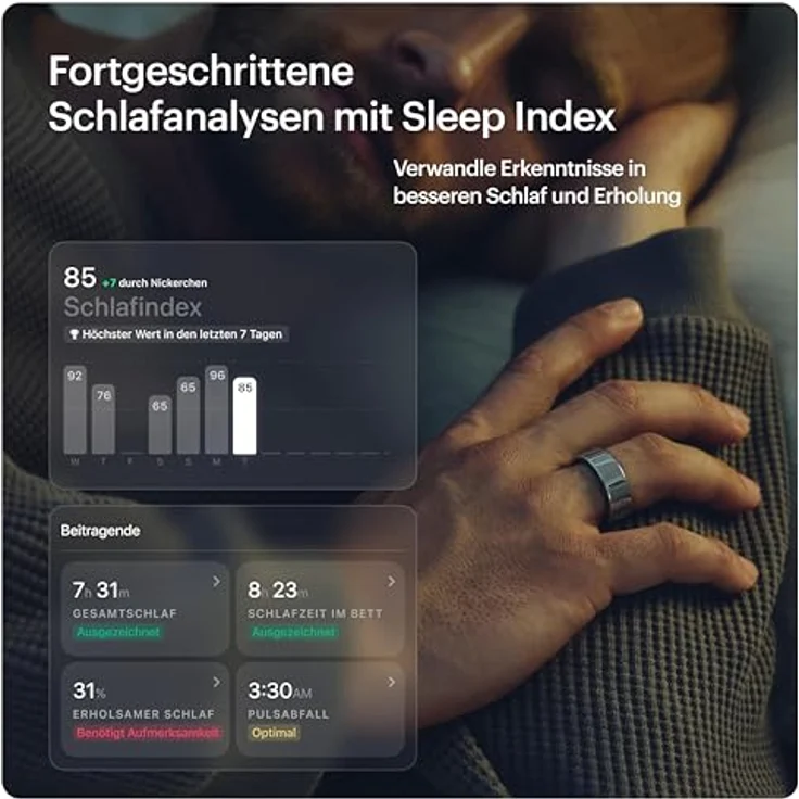 Ultrahuman Ring Air (9, Space Silver), Smart Ring mit Schlaf- und Bewegungsindex, 2,4 g leicht, Silber – Bild 5