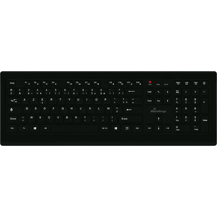 MediaRange Kabelgebundene AZERTY Tastatur, ultraflache 105 Tasten, USB, schwarz