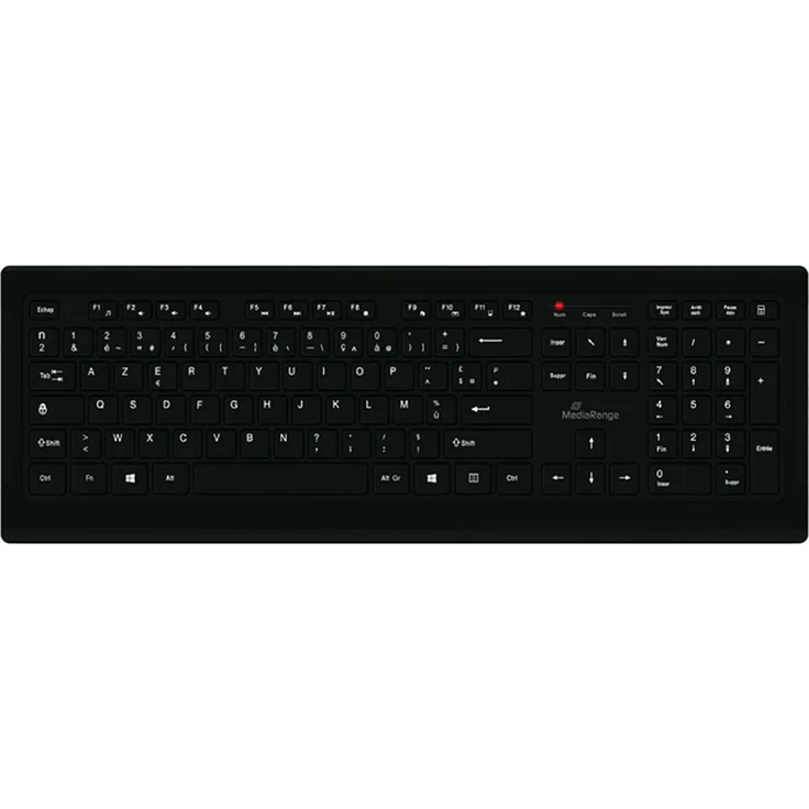 MediaRange Kabelgebundene AZERTY Tastatur, ultraflache 105 Tasten, USB, schwarz
