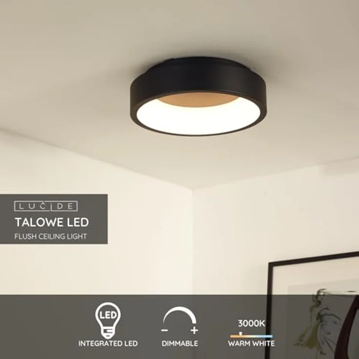 LUCIDE TALOWE LED Deckenleuchte Ø 30 cm LED Dim. 1x20W 3000K Schwarz - Dimmbare Deckenbeleuchtung aus Aluminium – Bild 3