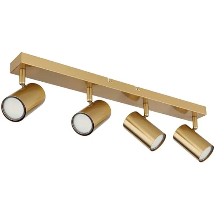 Globo Deckenstrahler 4 flammig Deckenlampe gold Wohnzimmerlampe Deckenleuchte, bewegliche Spots, 4x GU10 Fassungen, LxBxH 56x6x12 cm