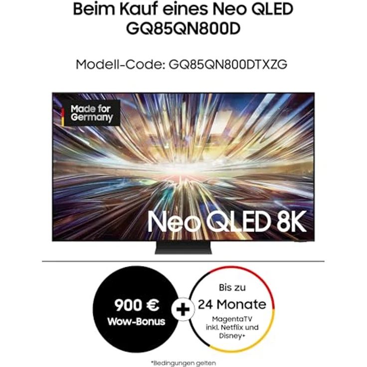 Samsung QLED 8K QN800D Fernseher 85 Zoll, Samsung TV mit Neo Quantum HDR 8K+, Neural Quantum 8K AI Gen2 Prozessor, 8K AI Upscaling, Smart TV, GQ85QN800DTXZG, Deutsches Modell [2024] – Bild 2