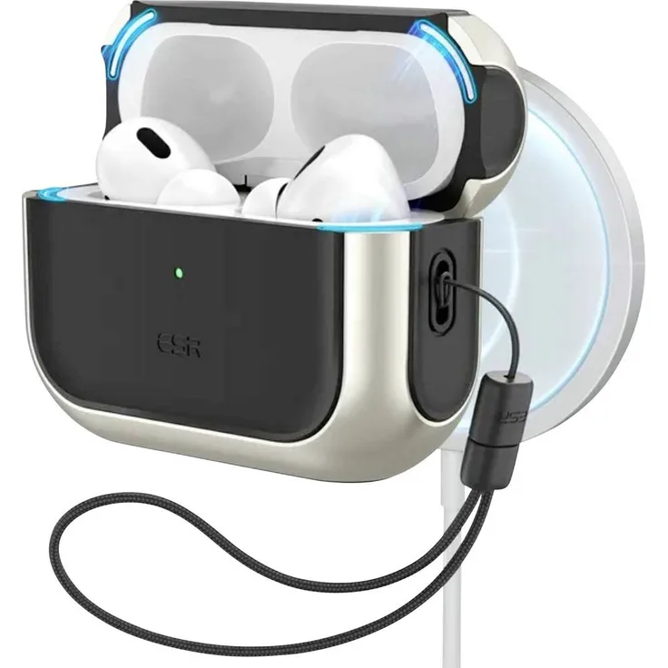 ESR Orbit Hybrid HaloLock Case, Schutzhülle für Apple AirPods Pro 3 (2025), stoßfest, MagSafe-kompatibel, Titan