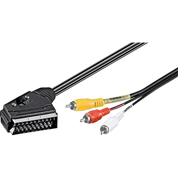 Goobay 50364 Scart-Adapterkabel, Scart zu Composite Audio Video, IN-OUT Scartstecker (21-Pin) > 3x Cinch-Stecker, 2 Meter – Bild 2