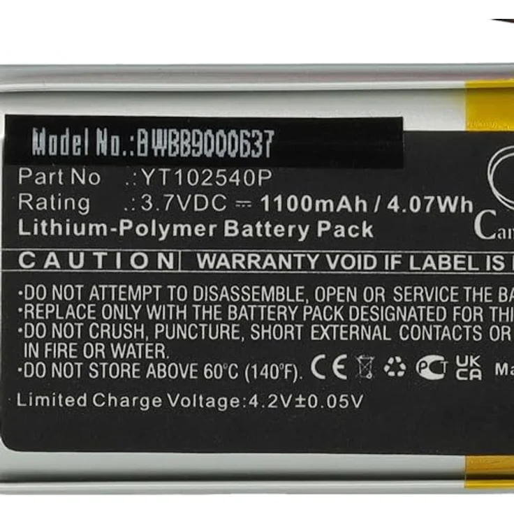 vhbw Akku kompatibel mit Sena 30K, 30K SP46, 50S Wireless Headset Kopfhörer (1100mAh, 3,7V, Li-Polymer) – Bild 5