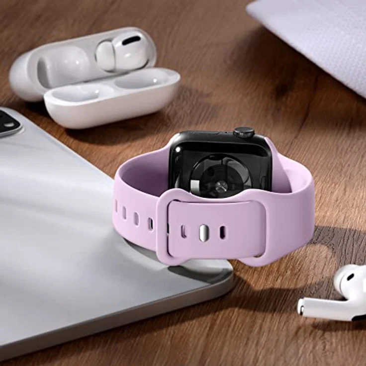 CeMiKa Silikon Sportarmband für Apple Watch 44mm 42mm 45mm 46mm 49mm, kompatibel mit iWatch Series 11 bis 1, lavendel, hautfreundlich und wasserdicht, einfach zu installieren – Bild 2