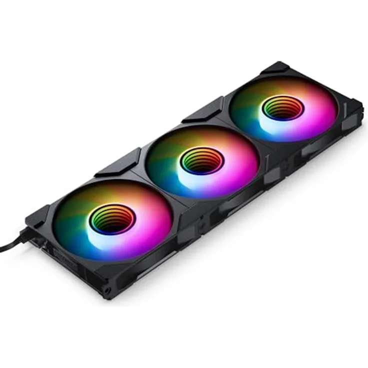 Phanteks M25-120 Gen2 Dreierpack, 3 x 120 mm ARGB-Hochleistungs-Lüfter, Daisy-Chain-Lüfterrahmen, Infinity-Spiegel-Hub, Einzelkabelanschluss, Schwarz