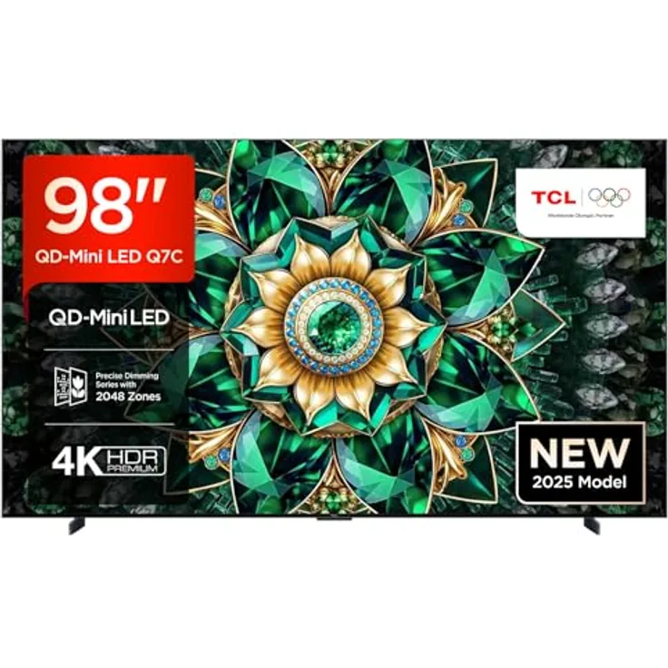 TCL 98Q7C 98 Zoll QD-Mini LED Fernseher, 4K HDR Premium 3000, Smart TV mit Dolby Vision IQ & Atmos, HVA-Panel, Bang & Olufsen Audio, 144Hz Motion Clarity Pro, Game Master