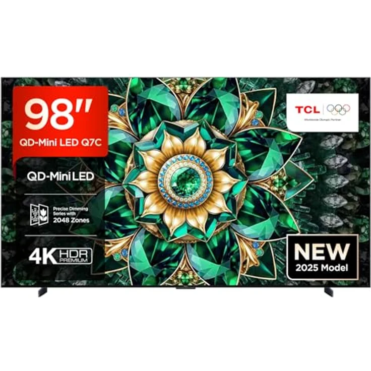 TCL 98Q7C 98 Zoll QD-Mini LED Fernseher, 4K HDR Premium 3000, Smart TV mit Dolby Vision IQ & Atmos, HVA-Panel, Bang & Olufsen Audio, 144Hz Motion Clarity Pro, Game Master – Bild 1