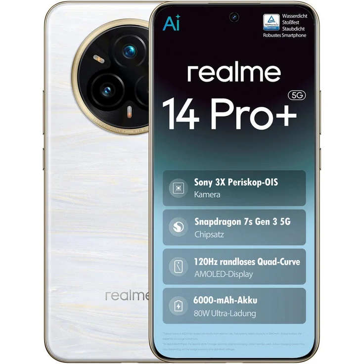 Realme 14 Pro+ 5G 512GB 12GB Smartphone, 50 MP Kamera, Dunkelblau – Bild 1