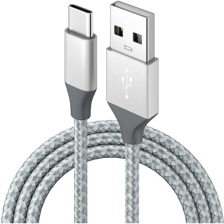 Kevin Frotscher Schnellladekabel 2 Meter Silber - USB zu Typ-C, Fast Charging & Datentransfer, kompatibel mit Samsung Galaxy S22/S23/S24 Ultra, Huawei, Lenovo, Xiaomi, iPhone 15/16/17 Pro Max