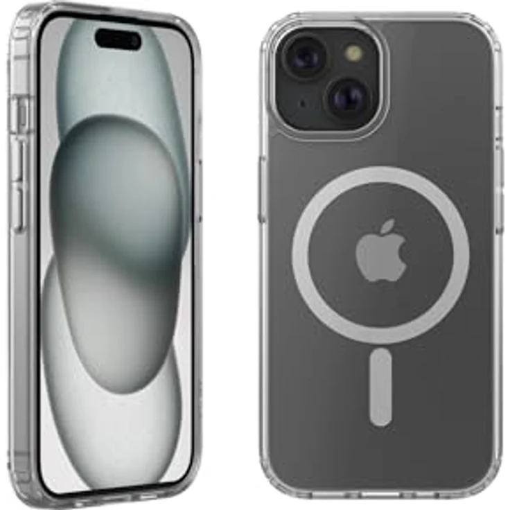 Belkin SheerForce antimikrobielle, mit MagSafe kompatible Handyhülle für iPhone 15 Plus, durchsichtige iPhone 15 Plus Hülle mit integrierten Magneten, erhöhten Rändern zum Schutz des Displays, Kamera – Bild 1