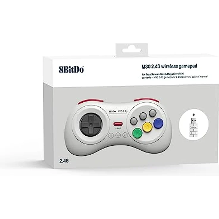 8bitdo M30 2.4G Wireless Gamepad for SEGA Mega Drive Mini and Switch with 6-Button, Retro-Controller in Schwarz – Bild 5