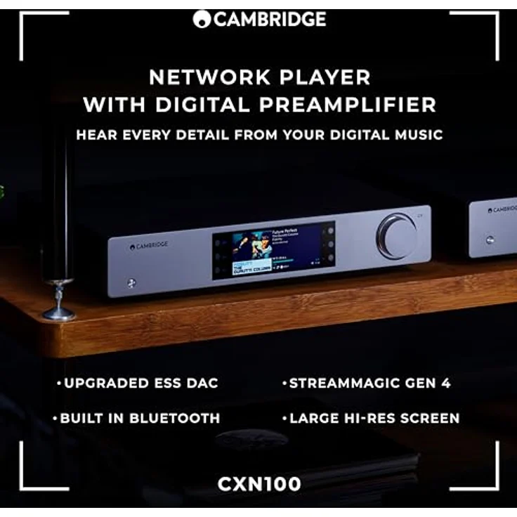 Cambridge Audio CXN100 - Separater hochauflösender WiFi-Netzwerk-Audioplayer, Streamer und Vorverstärker mit Display, integriertem Chromecast, Internetradio und Sabre DAC - Lunar Grey – Bild 2