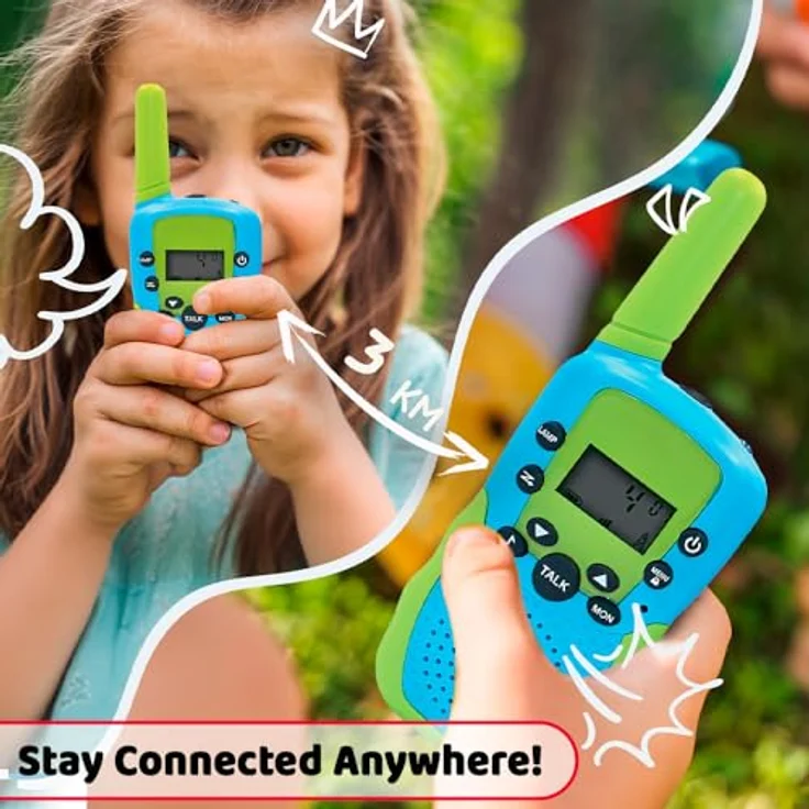 MaxLife Walkie-Talkie-Set MXWT-200, Funkgerät mit 22 Kanälen, Clear-Sound-Funktion und ergonomischem Design, grün-blau – Bild 2
