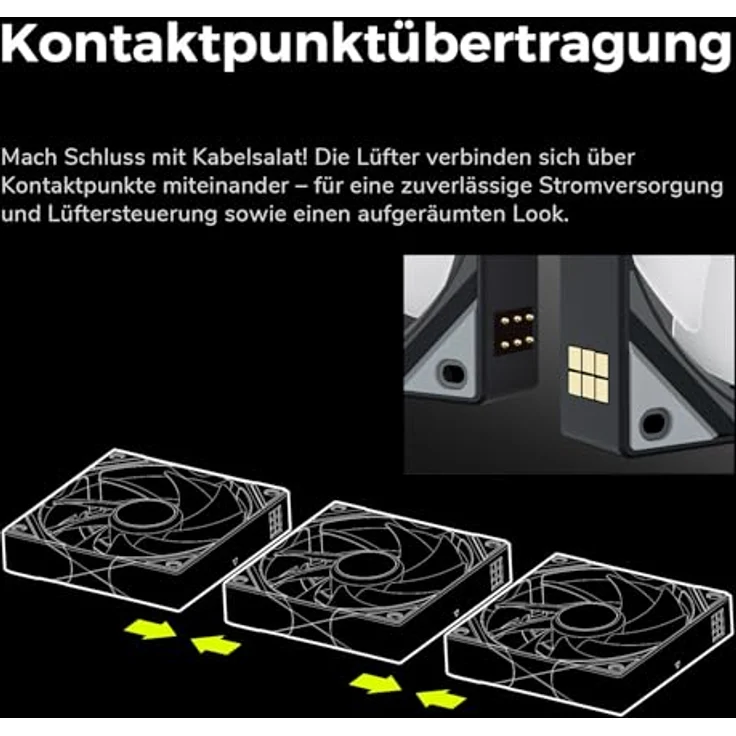 TRYX ROTA SL ARGB Lüfter, 3er-Pack, 120 mm, schwarz, mit magnetischem Kabel und Anti-Vibrationspads – Bild 5