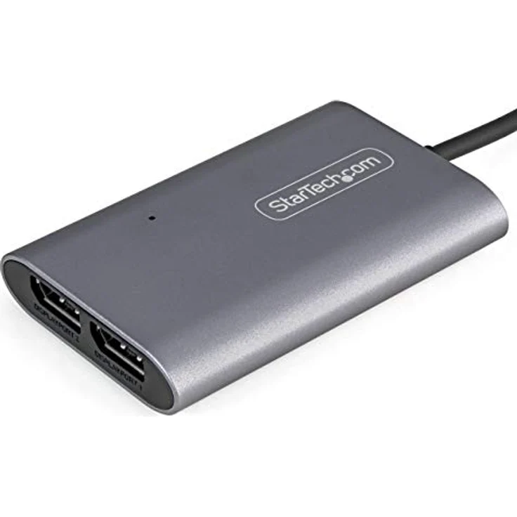 StarTech.com Thunderbolt 3 auf Dual DisplayPort Adapter DP 1.4, Dual 4K 60Hz oder Single 8K/5K, silber – Bild 2
