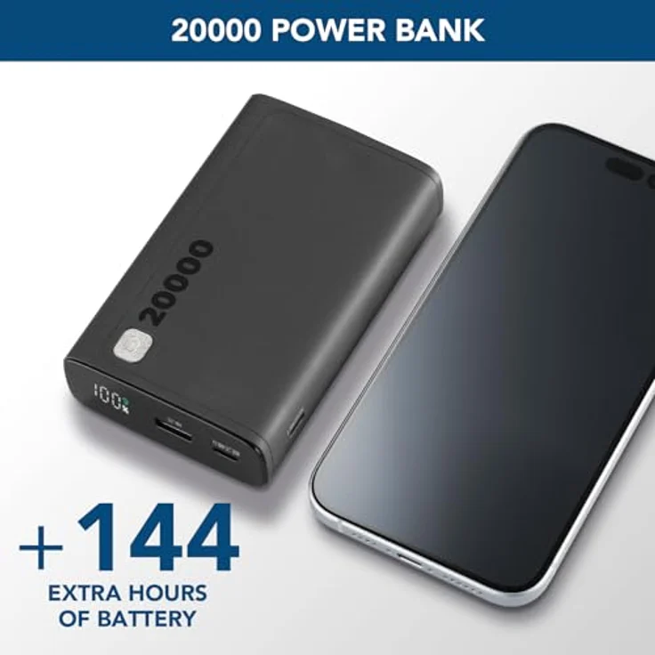 Cellularline Power Bank Elite 20000 PD Black - 20.000 mAh, 3 USB-Anschlüsse, 144 Stunden zusätzliche Ladezeit – Bild 2
