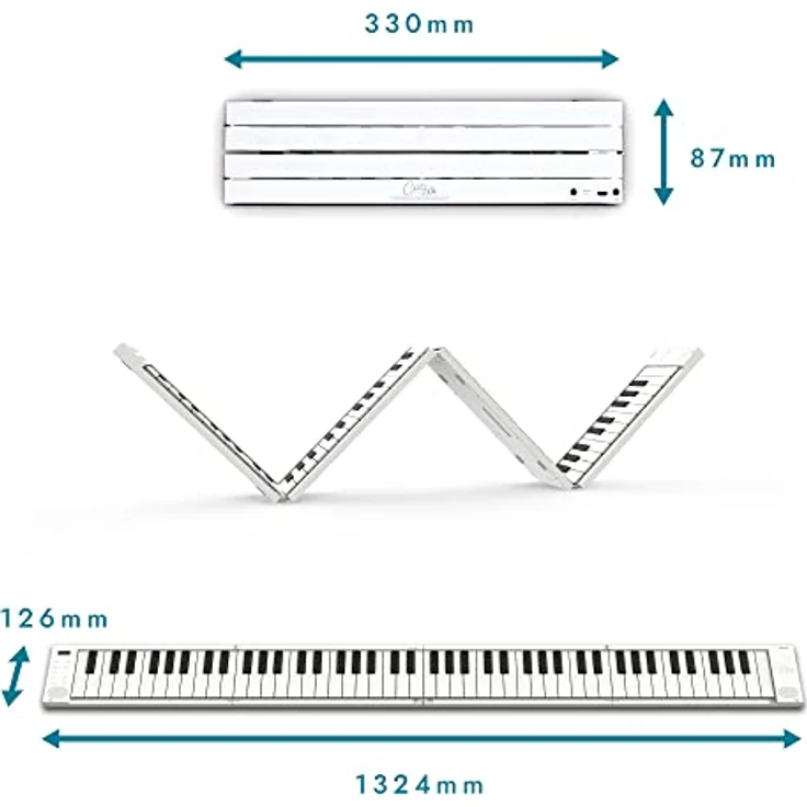 Blackstar BA215010 Handgepäck FP-88 Touch 88 Tasten Berührungsempfindlich Weiß Tragbar Faltbar Digital Piano USB MIDI Controller mit Wiederaufladbarer Batterie – Bild 4