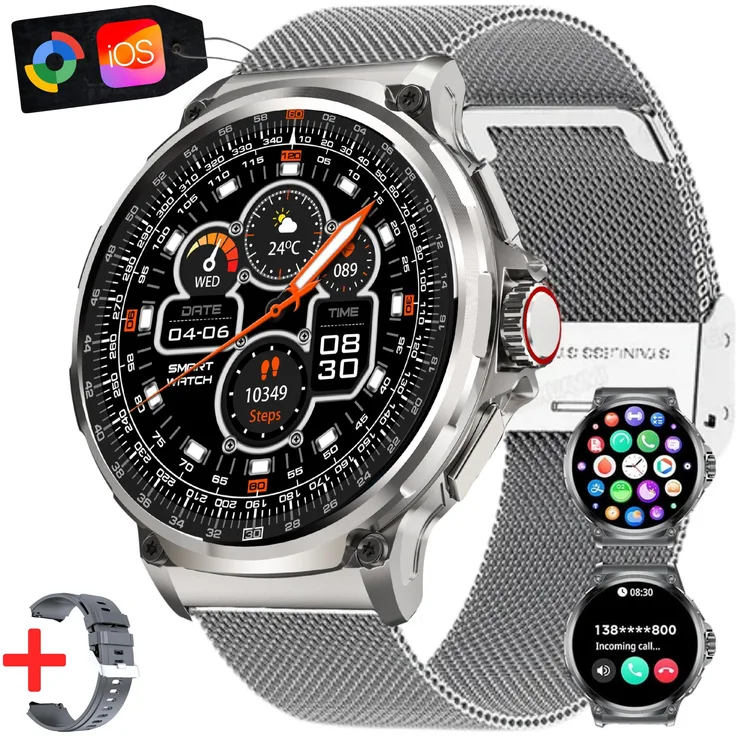 S&T DESIGN Smartwatch 2024, Fitness Tracker Uhr für Herren mit 1,85" AMOLED-Display, Bluetooth-Anruffunktion, GPS-Tracking, Herzfrequenz-/Schlafüberwachung, IP67 wasserdicht