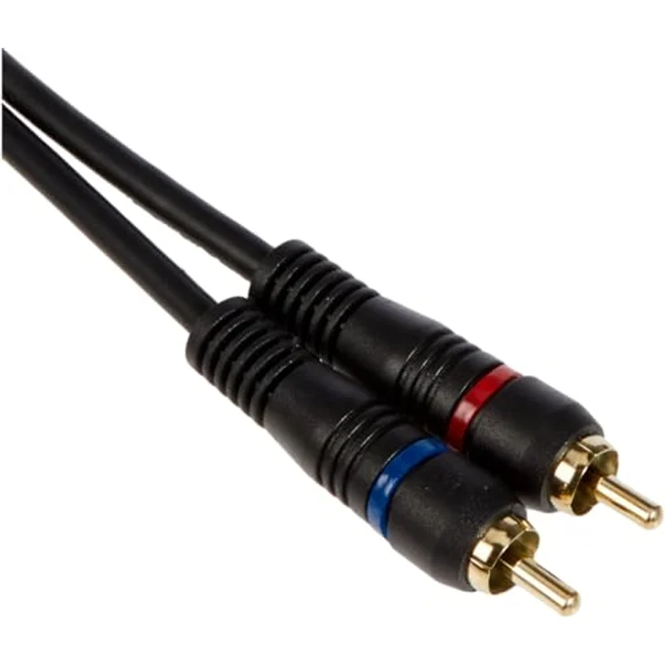 Goobay 50375 2x Cinch Stecker auf 1x Cinch Kupplung, Audio Y Adapterkabel, OFC, zweifach geschirmt, schwarz, 0,2m – Bild 2