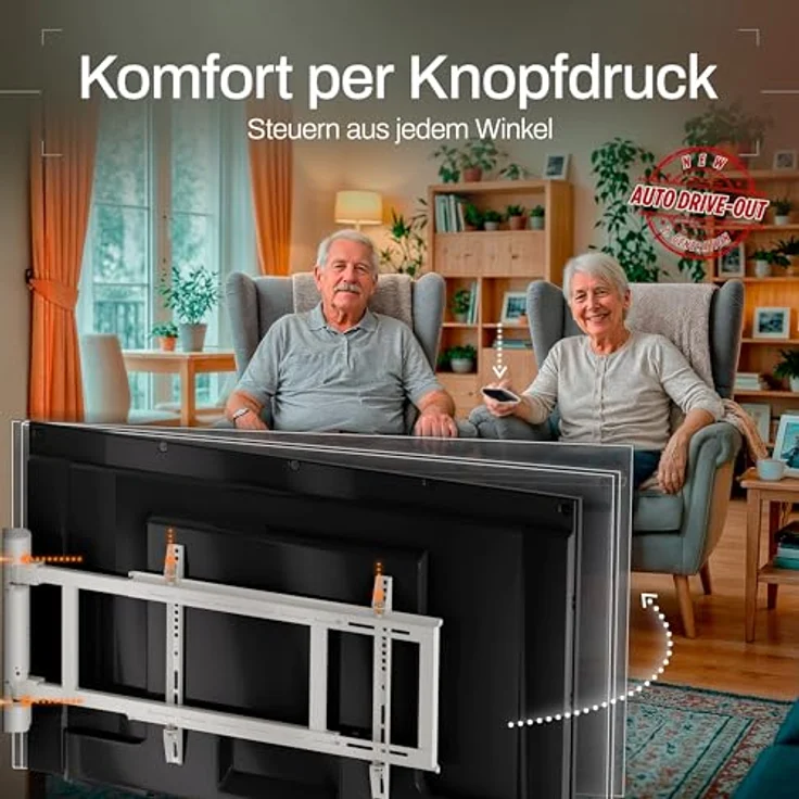 EasyLife Elektrische, Schwenkbare TV-Wandhalterung, Auto-Drive-Out, Ultraschlank 56mm, leiser Motor, Anti-Kollisionssystem, für 32–75 Zoll, VESA bis 600×400, 50 kg – Bild 5