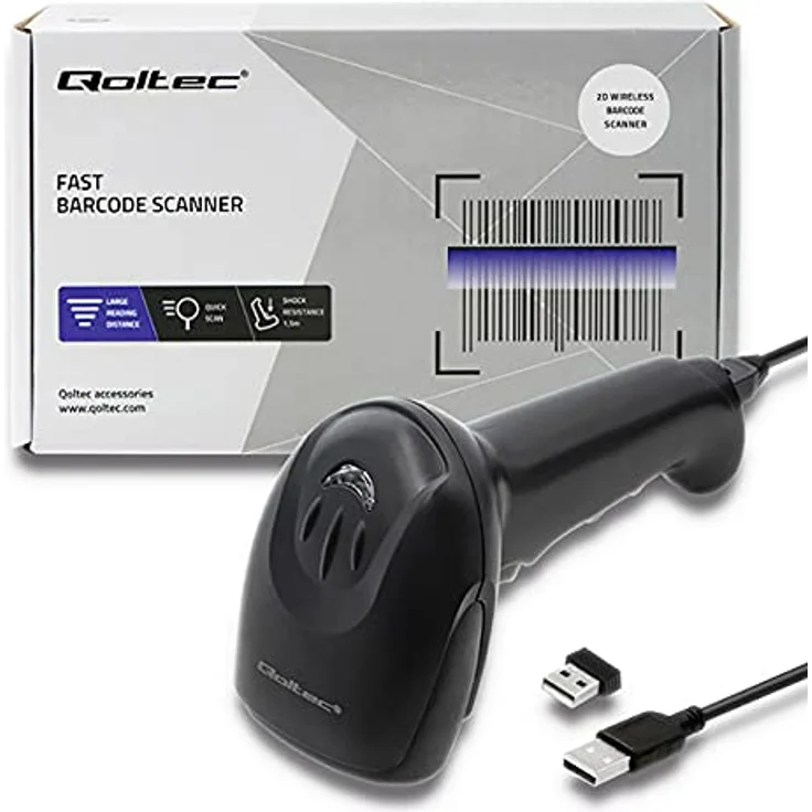Qoltec Wireless Laser Scanner 1D | 2D | Black, Barcode-Scanner mit kabelloser Funktion – Bild 3