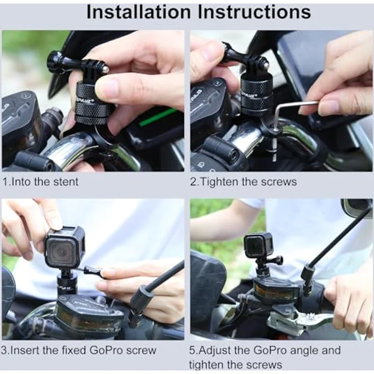 PULUZ Go Pro Bike Halterung 360° Rotation, CNC-gefräste Aluminium Lenkerhalterung für Actionkamera, kompatibel mit Go Pro Hero 12/11/10/9/8/7/6/5, Insta360 Ace/Ace Pro, DJI Osmo Action 4 – Bild 5
