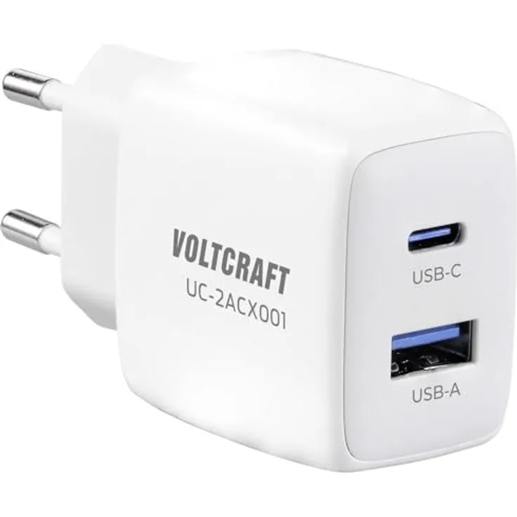 Voltcraft UC-2ACX001 USB-Ladegerät 25 W Innenbereich Ausgangsstrom (max.) 2.08 A 2 x USB, USB-C® Buchse (Power Delivery
