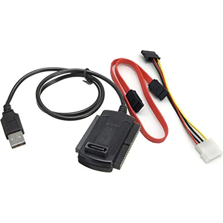 Aukson B45 3-in-1 USB 2.0 auf IDE/SATA Adapterkabel für 2,5" und 3,5" Festplatten –inkl. SATA 15pin Buchse und 4-pol Molex Kabel, breite Kompatibilität und schnelle Datenübertragung