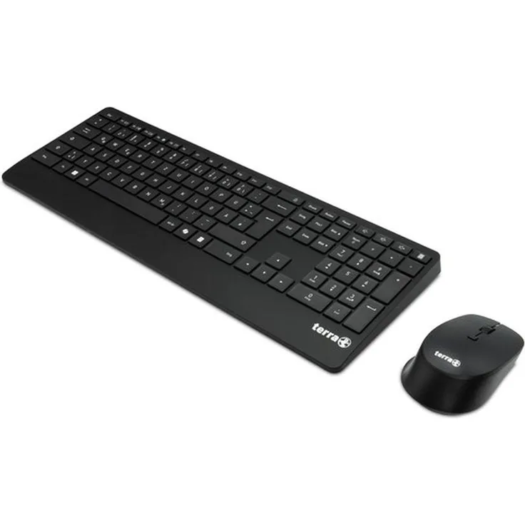 TERRA Desktop 4000 Wireless AES, USB Tastatur + Maus Set, QWERTZ, 105 Tasten, schwarz, 2400 dpi mit Handballenauflage
